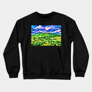 Kackar Mountains Green Aesthetic Modern Impressionist Landscape Crewneck Sweatshirt